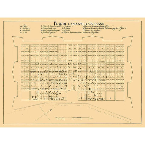 New Orleans Louisiana -1722 Black Modern Wood Framed Art Print by Unknown