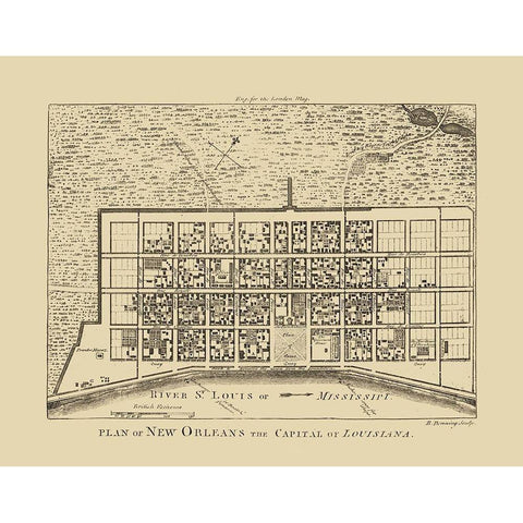 New Orleans Louisiana - Benning 1761  Gold Ornate Wood Framed Art Print with Double Matting by Benning