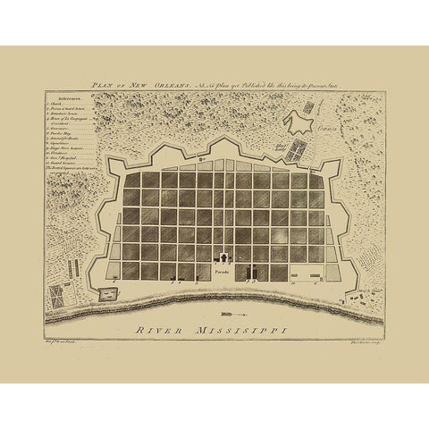 New Orleans Louisiana - Pittman 1770  Black Modern Wood Framed Art Print by Pittman