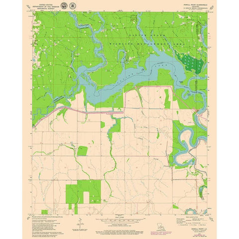 Powell Point Louisiana Quad - USGS 1972 Black Modern Wood Framed Art Print with Double Matting by USGS