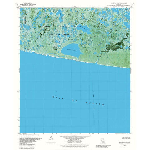 Rollover Lake Louisiana Quad - USGS 1979 Black Modern Wood Framed Art Print with Double Matting by USGS