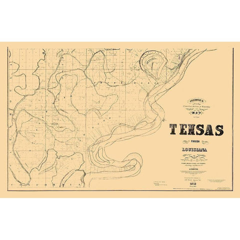 Tensas Parish Louisiana - Johnson 1873  Black Modern Wood Framed Art Print with Double Matting by Johnson