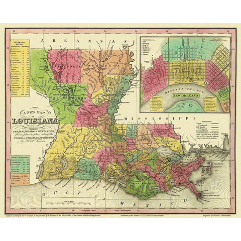 Louisiana - Tanner 1833 Gold Ornate Wood Framed Art Print with Double Matting by Tanner