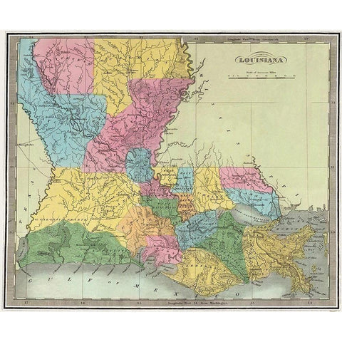 Louisiana - Burr 1835 White Modern Wood Framed Art Print by Burr