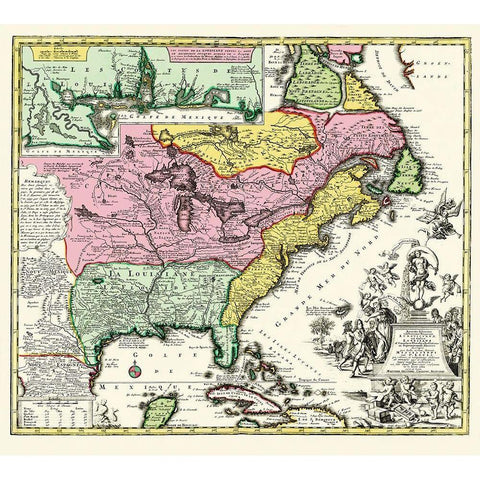 Eastern United States - Seutter 1734 White Modern Wood Framed Art Print by Seutter