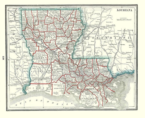 Louisiana - Rathbun 1893 Black Ornate Wood Framed Art Print with Double Matting by Rathbun