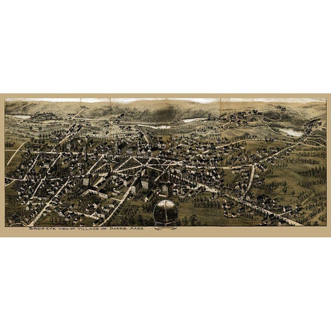 Barre Massachusetts -1890 Black Modern Wood Framed Art Print with Double Matting by Unknown