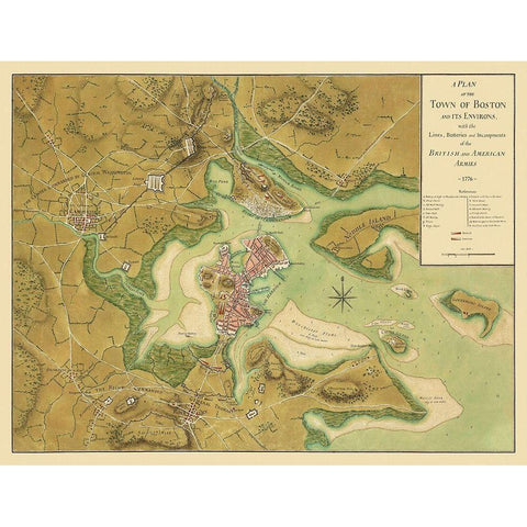 Boston Massachusetts - Page  1776 Black Modern Wood Framed Art Print with Double Matting by Page
