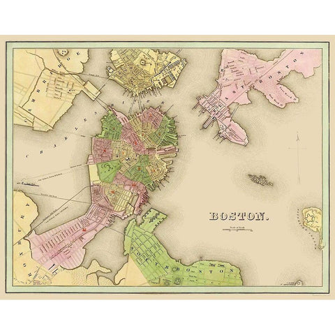 Boston Massachusetts - Castle 1841 White Modern Wood Framed Art Print by Castle