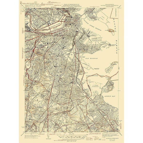 Boston North Massachusetts Quad - USGS 1946 White Modern Wood Framed Art Print by USGS