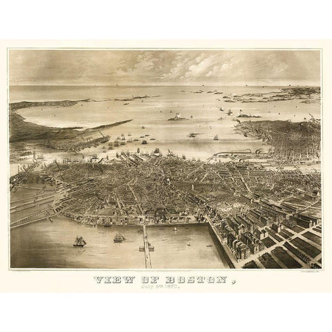 Boston Massachusetts - Fuchs 1870 Gold Ornate Wood Framed Art Print with Double Matting by Fuchs