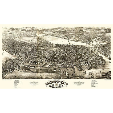 Boston Massachusetts - Rowley 1880 White Modern Wood Framed Art Print by Rowley