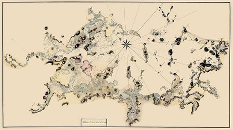 Boston Harbor - 1862 Black Ornate Wood Framed Art Print with Double Matting by Unknown