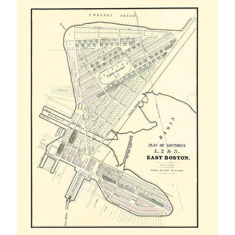East Boston Massachusetts - Pendleton 1834 White Modern Wood Framed Art Print by Pendleton