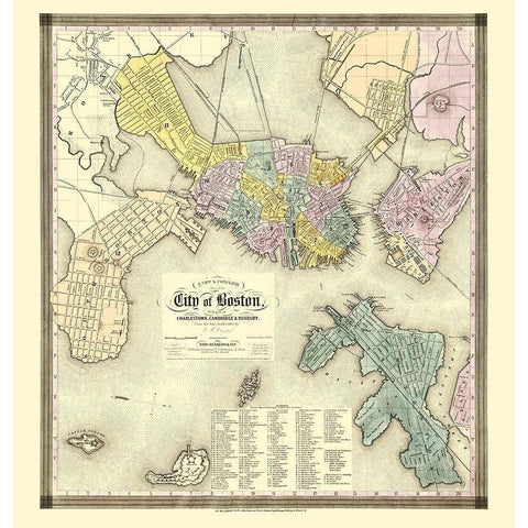 Boston Massachusetts - Dearborn 1839 Gold Ornate Wood Framed Art Print with Double Matting by Dearborn