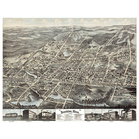 Brockton Massachusetts -1878 White Modern Wood Framed Art Print by Unknown