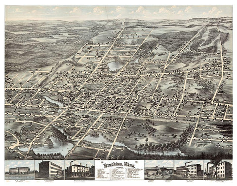 Brockton Massachusetts -1878 White Modern Wood Framed Art Print with Double Matting by Unknown