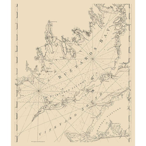 Buzzards Bay, Vineyard Sound - 1776 Gold Ornate Wood Framed Art Print with Double Matting by Unknown