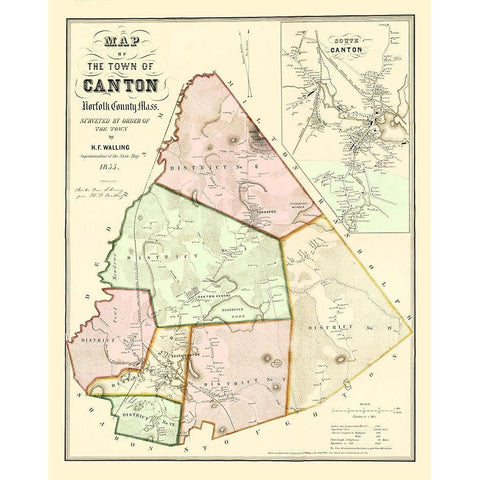 Canton Massachusetts - Kollners 1855 Black Modern Wood Framed Art Print with Double Matting by Kollners