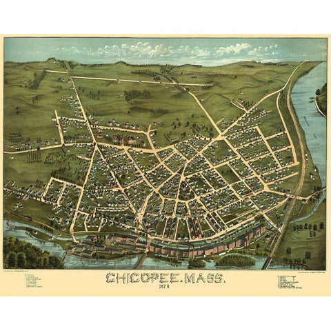 Chicopee Massachusetts - Brimner 1878 Black Modern Wood Framed Art Print with Double Matting by Bremner