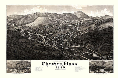 Chester Massachusetts - Burleigh 1885  White Modern Wood Framed Art Print with Double Matting by Burleigh