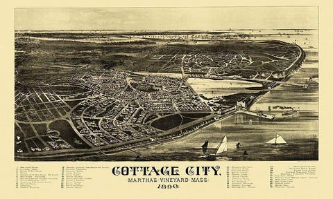 Cottage City Marthas Vinyard Massachusetts White Modern Wood Framed Art Print with Double Matting by Welcke