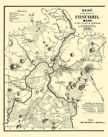 Concord Massachusetts - Pendleton 1830 White Modern Wood Framed Art Print with Double Matting by Pendleton