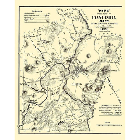 Concord Massachusetts - Pendleton 1830 Black Modern Wood Framed Art Print by Pendleton