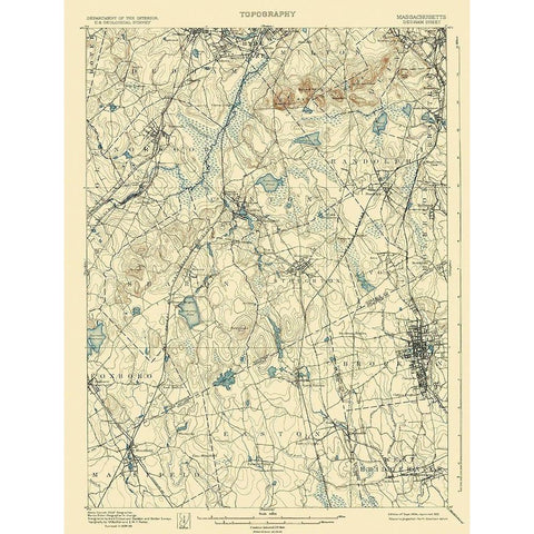 Dedham Massachusetts Sheet - USGS 1894 Black Modern Wood Framed Art Print by USGS