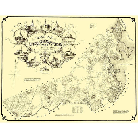 Dorchester Massachusetts - Whiting 1850 White Modern Wood Framed Art Print by Whiting