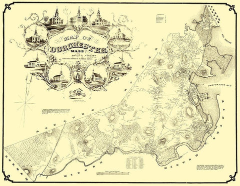 Dorchester Massachusetts - Whiting 1850 White Modern Wood Framed Art Print with Double Matting by Whiting