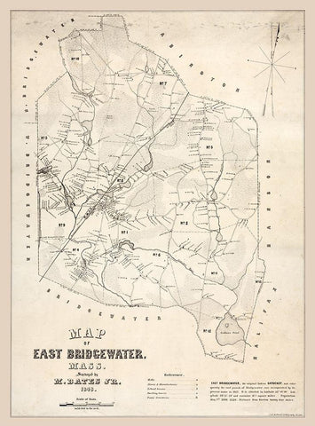 East Bridgewater Massachusetts - Bates 1848  White Modern Wood Framed Art Print with Double Matting by Bates