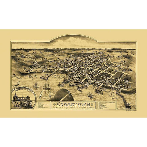 Edgartown Marthas Vinyard Massachusetts Black Modern Wood Framed Art Print with Double Matting by Walker