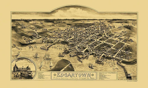 Edgartown Marthas Vinyard Massachusetts Black Ornate Wood Framed Art Print with Double Matting by Walker