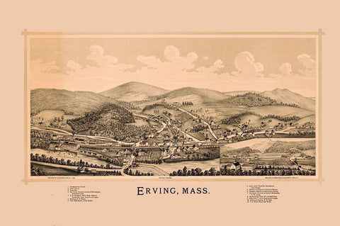 Erving Massachusetts - Burleigh 1891  White Modern Wood Framed Art Print with Double Matting by Burleigh