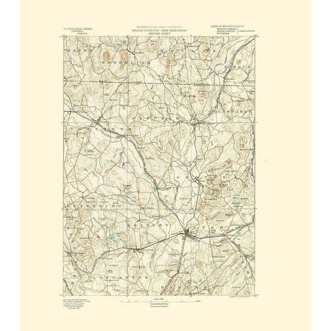 Groton Massachusetts Sheet - USGS 1890 Gold Ornate Wood Framed Art Print with Double Matting by USGS