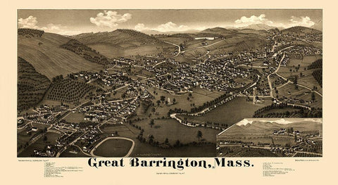 Great Barrington Massachusetts - Burleigh 1884  White Modern Wood Framed Art Print with Double Matting by Burleigh