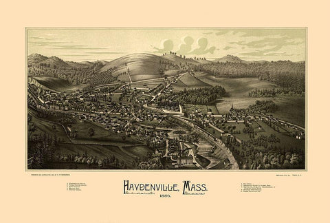 Haydenville Massachusetts - Burleigh 1886  White Modern Wood Framed Art Print with Double Matting by Burleigh