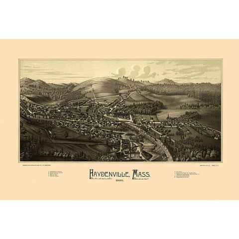 Haydenville Massachusetts - Burleigh 1886  Black Modern Wood Framed Art Print with Double Matting by Burleigh