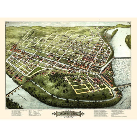 Holyoke Massachusetts - Bailey 1877 Black Modern Wood Framed Art Print with Double Matting by Bailey
