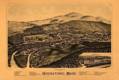 Housatonic Massachusetts - Burleigh 1890  White Modern Wood Framed Art Print with Double Matting by Burleigh