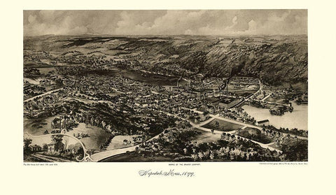 Hopedale Massachusetts - Poole 1899  Black Ornate Wood Framed Art Print with Double Matting by Poole