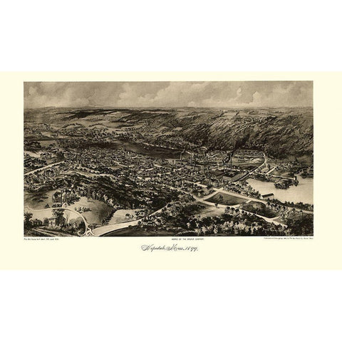 Hopedale Massachusetts - Poole 1899  Gold Ornate Wood Framed Art Print with Double Matting by Poole