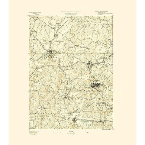 Marlboro Massachusetts Sheet - USGS 1890 Black Modern Wood Framed Art Print with Double Matting by USGS