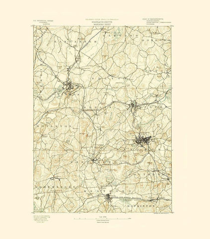 Marlboro Massachusetts Sheet - USGS 1890 White Modern Wood Framed Art Print with Double Matting by USGS