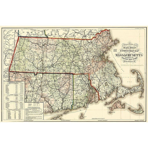 Massachusetts - William 1879 Black Modern Wood Framed Art Print by William