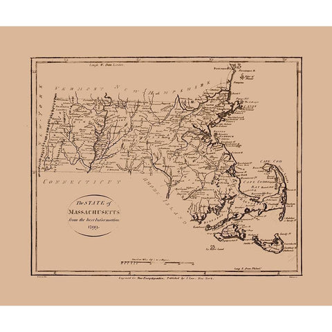 Massachusetts - Low 1799  Black Modern Wood Framed Art Print by Low