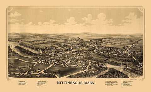 Mittineague Massachusetts - Burleigh 1889  White Modern Wood Framed Art Print with Double Matting by Burleigh