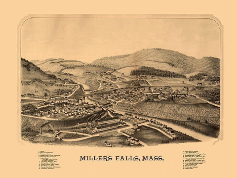 Millers Falls Massachusetts -1880 White Modern Wood Framed Art Print with Double Matting by Unknown