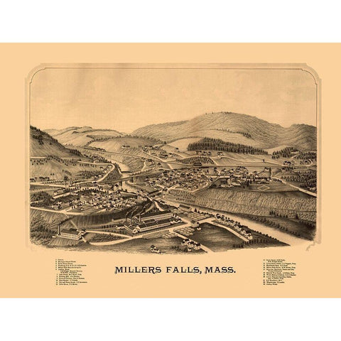 Millers Falls Massachusetts -1880 Black Modern Wood Framed Art Print by Unknown
